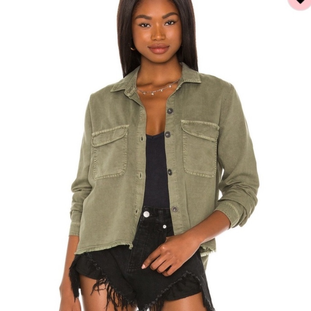 Kancan olive green cropped denim jacket woman’s xl